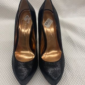 BLACK SNAKESKIN HEELS